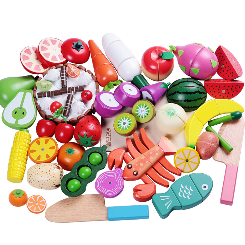 Baby Food Vegetables - 1 szt. Drewniana zabawka magnetyczne cięcie