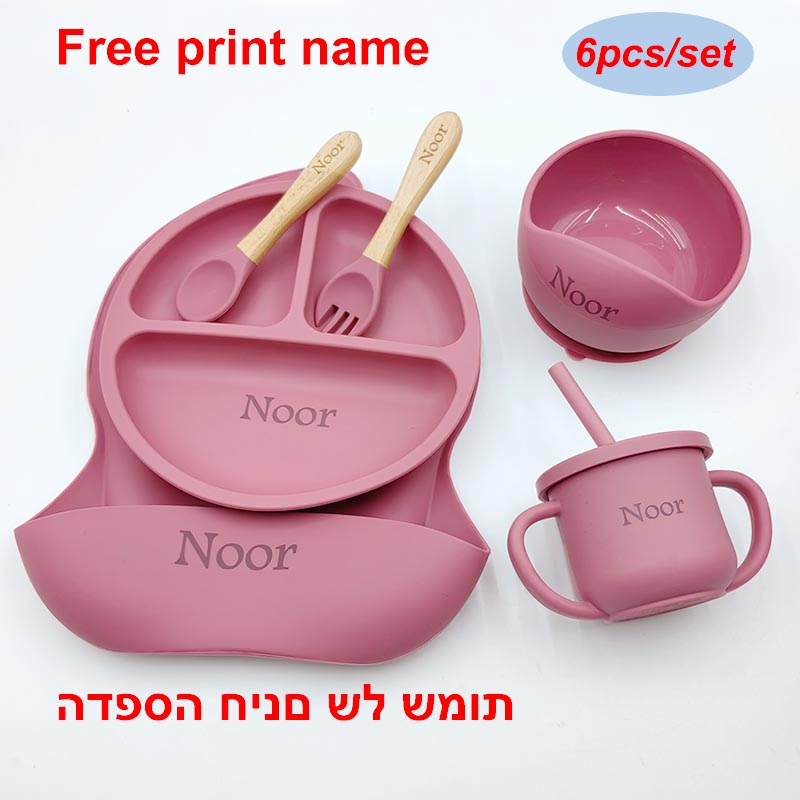 Baby Food Menu - 6 szt. silikonowych zastaw stołowych dla